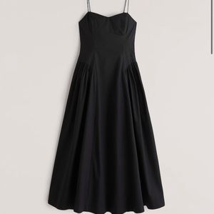 Abercrombie & Fitch black Dropped Waist Corset Midi Dress